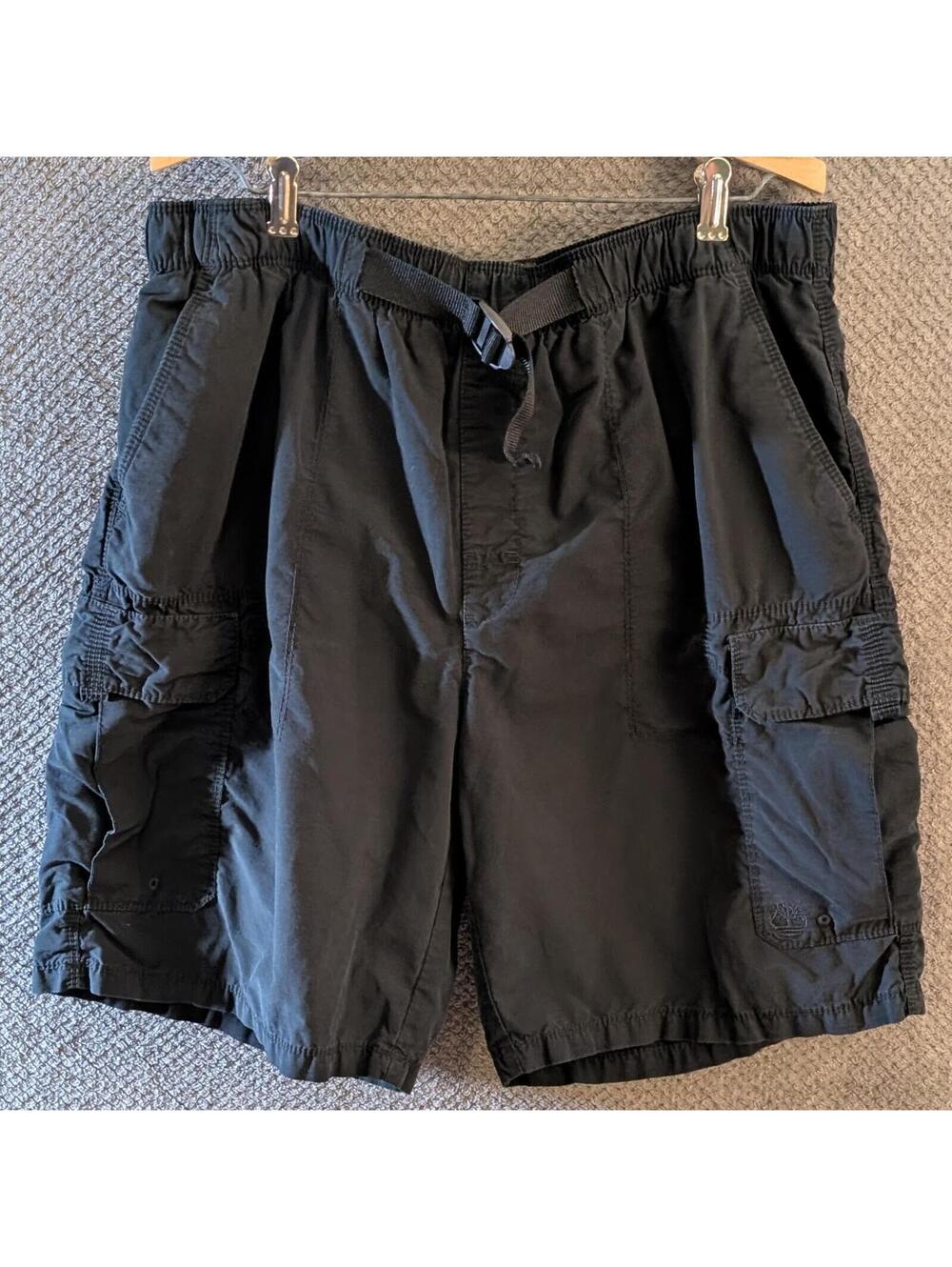 Timberland Black Cargo Shorts with Adjustable Waist Belt